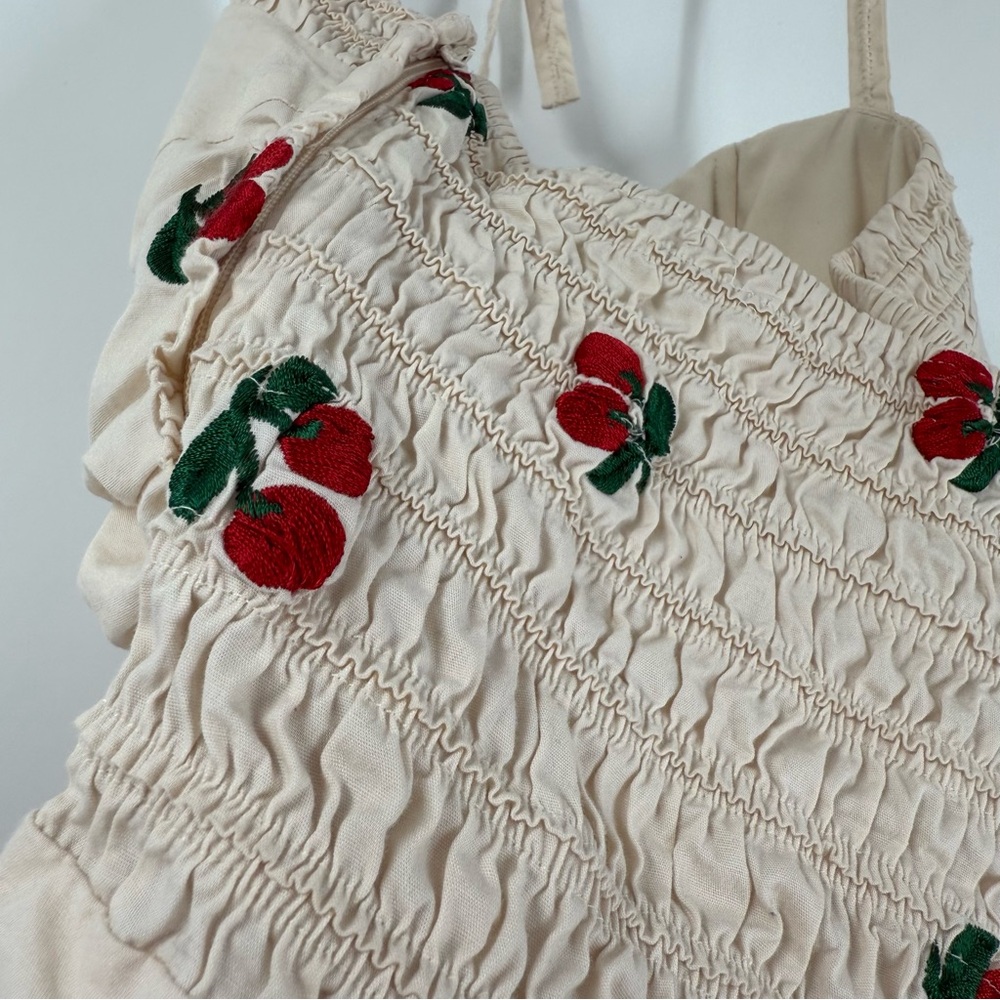 Betsey Johnson Vintage Cherry Print Dress Strapless Pinup Y2K Cherries Dress - Picture 7 of 7